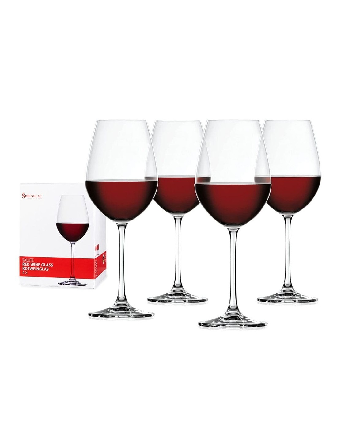 Set 4 Bicchieri Vino Rosso In Cristallo Salute