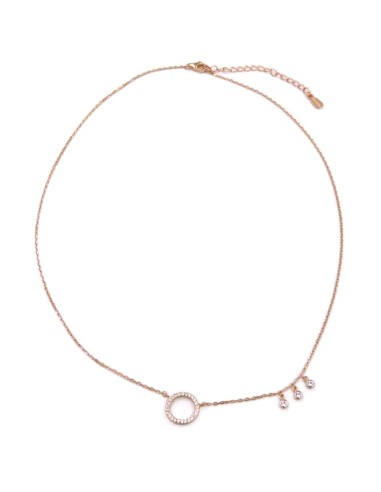 Circle Necklace, Pink Gold Plated 925 Sterling Silver 