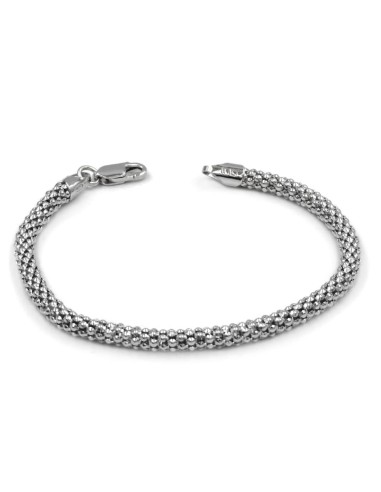 Bracciale Catena Donna in Argento 925 Rodiato con Ciondolo Doppio Cuore