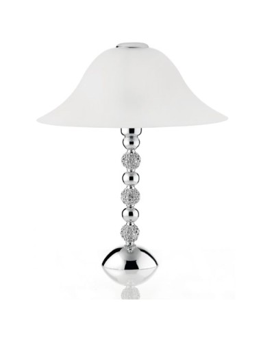 Silver Coated Resin Table Lamp with Glass Lampshade