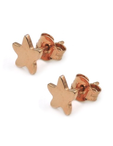 Pink Gold Plated 925 Sterling Silver Star Stud Earrings 