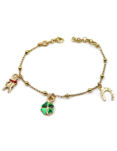 Gold Plated Sterling Silver Bracelet with Lucky Charms