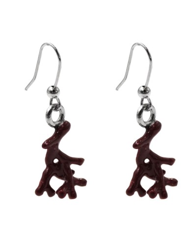 Enamelled Sterling Silver Coral Earrings 