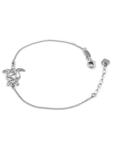 Bracciale Catena Donna in Argento 925 Rodiato Con Ciondolo Doppia Stella