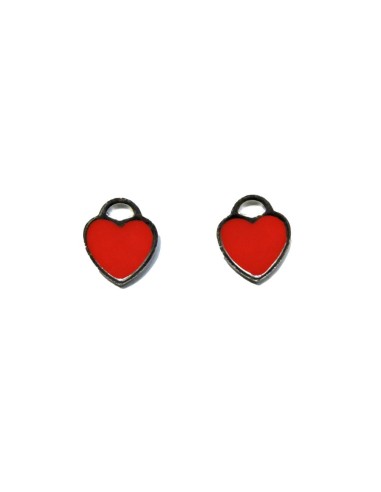 925 Sterling Silver Heart Earrings Enamelled Color Turquoise Red Black