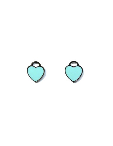 925 Sterling Silver Heart Earrings Enamelled Color Turquoise Red Black