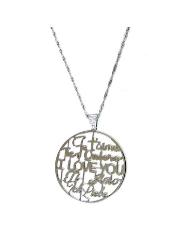 925 Sterling Silver Necklace I Love You Pendant 