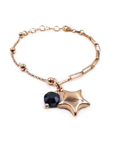 Rose Gold Plated Sterling Silver Star Bracelet with Violet Stone