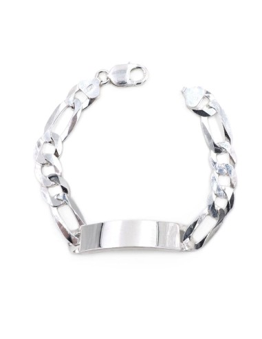 925 Sterling Silver Cuban Bracelet with Customizable Plate