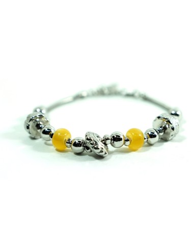 925 Sterling Silver Thai Bracelet with Yellow Stones 