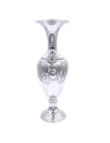 800 Sterling Silver Fruits Chiseled Vase