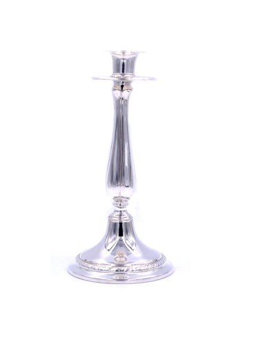 800 Sterling Silver Candlestick with Striped Edge 