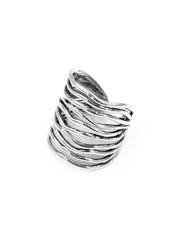 925 Sterling Silver Wavy Lines Ring 