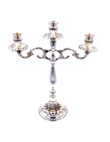 800 Sterling Silver Three Armed Candelabra Baroque Style 