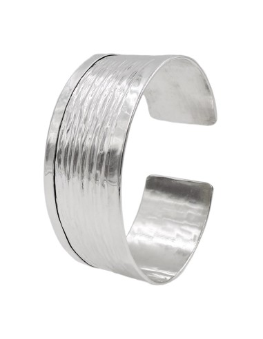 925 Sterling Silver Rigid Band Bracelet with Shiny Edge