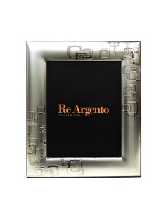 Romagioielli - 1406B CORNICE IN ARGENTO 925 MILL. RETRO LEGNO QUADRATA  LISCIA Mis. Foto Cm. 13x13