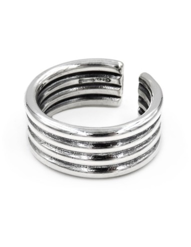 925 Sterling Silver 4 Lines Ring 