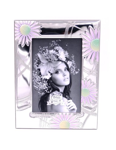 Silver Photo Frame 4 x 6 Daisies Decor 