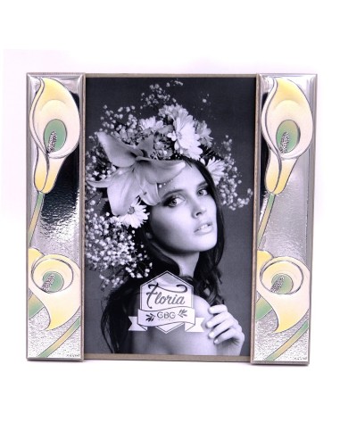 Silver Photo Frame 5 x 8 Side Bands Calle Lily Decor 