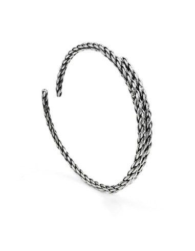 Burnished Sterling Silver Rope Bracelet 