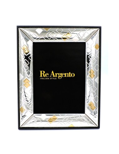 Cornice Portafoto Lucida Rombi Argento e Oro cm 13x18 in Argento 