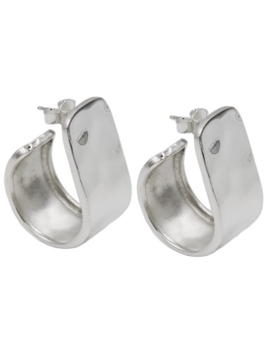 Hammered 925 Sterling Silver Curved Band Earrings 