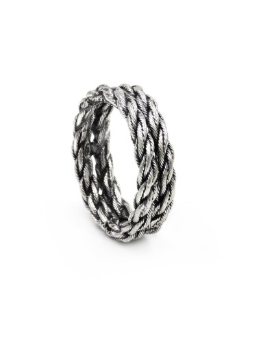 Burnished 925 Sterling Silver Rope Ring 