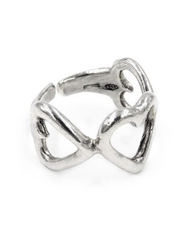 925 Sterling Silver 3 Hearts Ring 