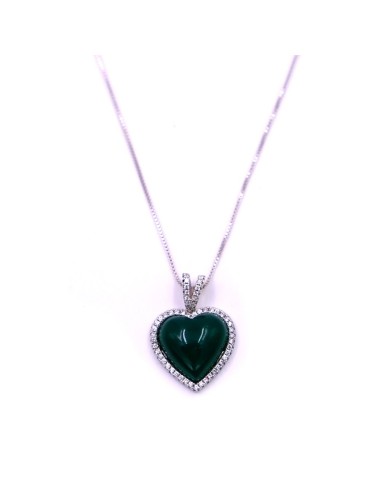 925 Sterling Silver Necklace with Green Heart Pendant 