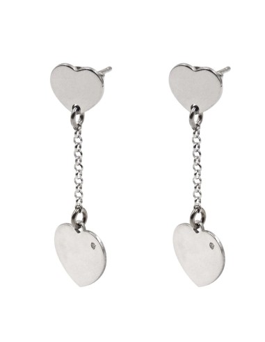 925 Sterling Silver Hearts Earrings with Diamond