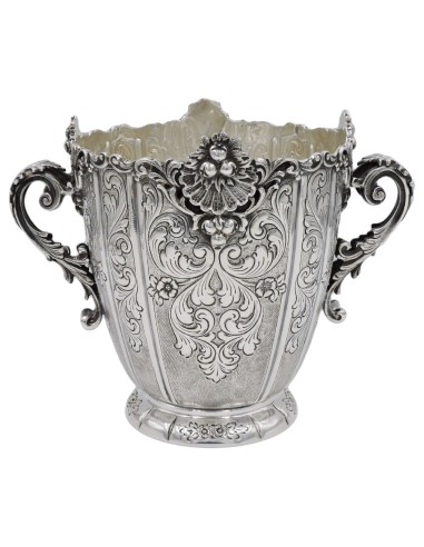 Baroque Chiseled 925 Sterling Silver Ice Bucket 