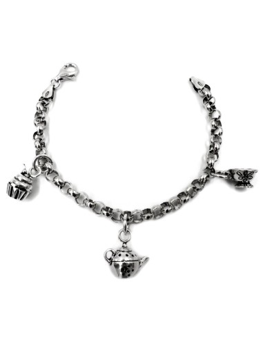 925 Sterling Silver Tea Time Addicted Bracelet 