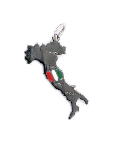 Ciondolo Italia in Argento 800 Smaltato