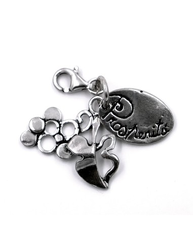 Solid Silver Grapes of Prosperity Pendant Keyring