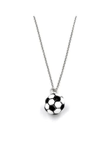 Solid Silver Necklace with Football Ball Pendant 