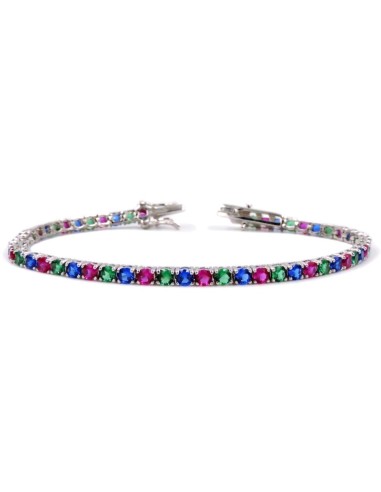 925 Sterling Silver Three Colors Tennis Bracelet 