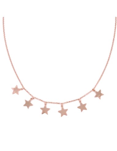 Pink Gold Plated Solid Silver Necklace with  Star Pendants 