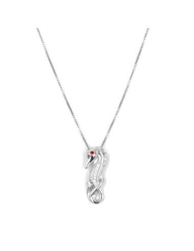 Solid Silver Necklace with Hippocampe Pendant 