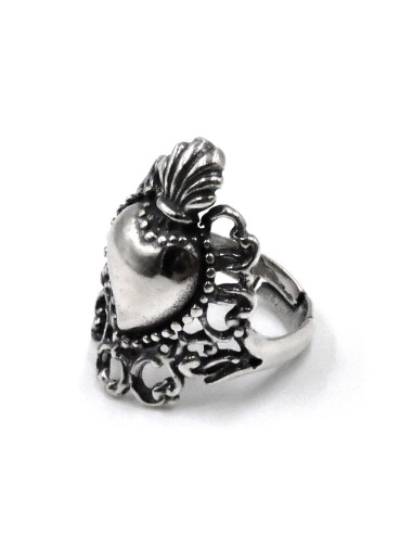 Sterling Silver Holy Heart Ring with Embroidery