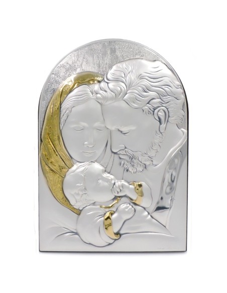Quadro Sacra Famiglia Oro in Argento Massiccio 925 cm 17,5 x 25