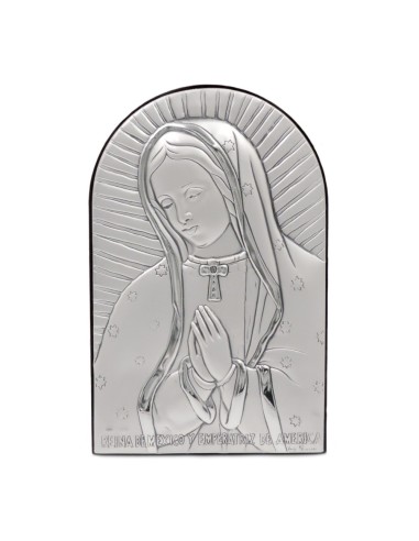 Vergine di Guadalupe Quadro in Argento Massiccio 925 cm 9,5 x 15