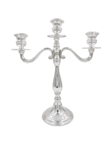 800 Solid Silver English Style Three Armed Candelabra 