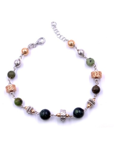 925 Sterling Silver Ethnic Bracelet with Natural Stones