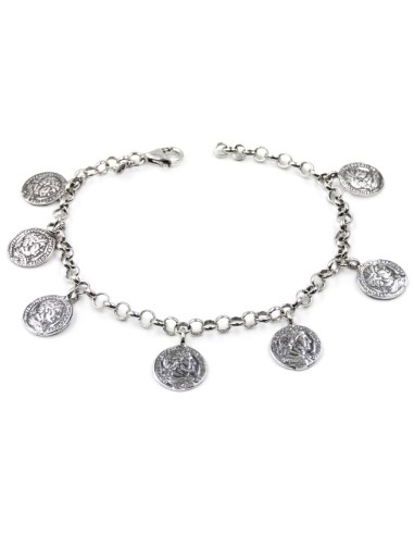 925 Sterling Silver Bracelet with Roman Sesterces