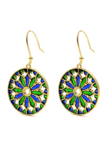 Gold Plated Solid Silver Rose Window Earrings 