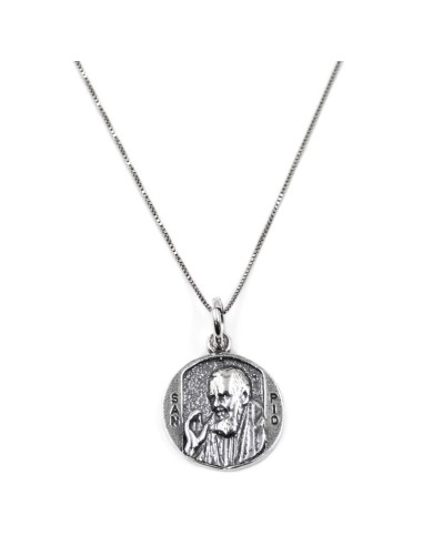 Halskette mit St. Pio-Medaille aus Sterlingsilber