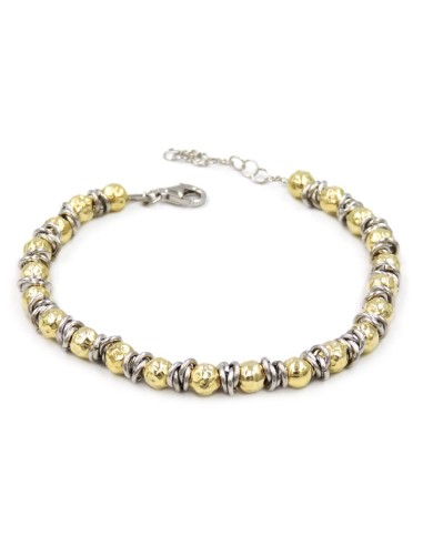 Sterling Silver Golden Hammered Spheres Bracelet