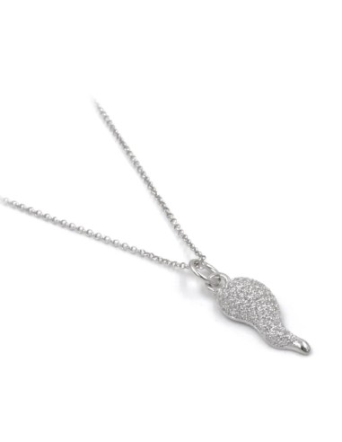 925 Sterling Silver Lucky Horn Pendant Necklace with White Zircons