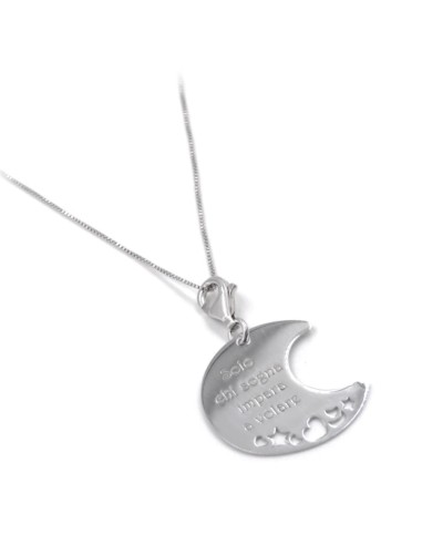 Collana Luna in Argento 925 Solo chi Sogna Impara a Volare