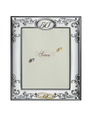 50th Anniversary Silver Photo Frame with Flowers 5x7